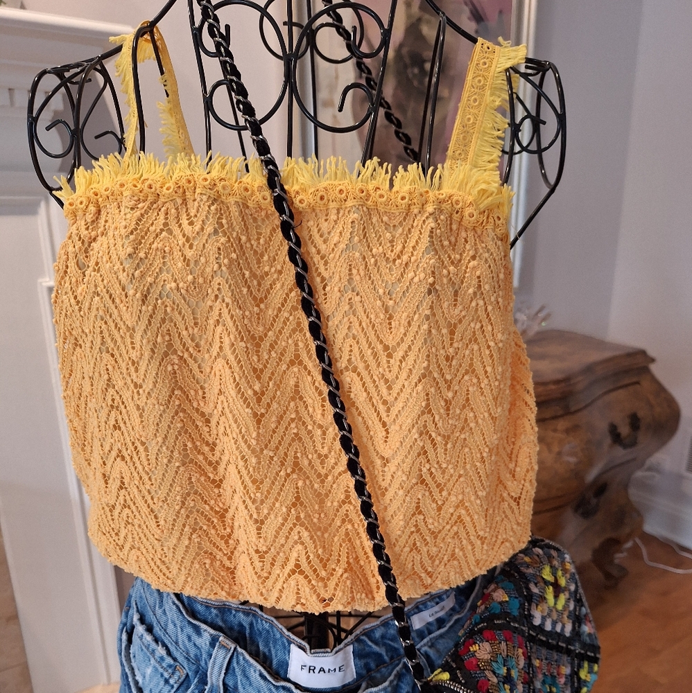 RAMY BROOK XS BRIGHT YELLOW TANK WITH CHEVRON PATTERN NWOT
